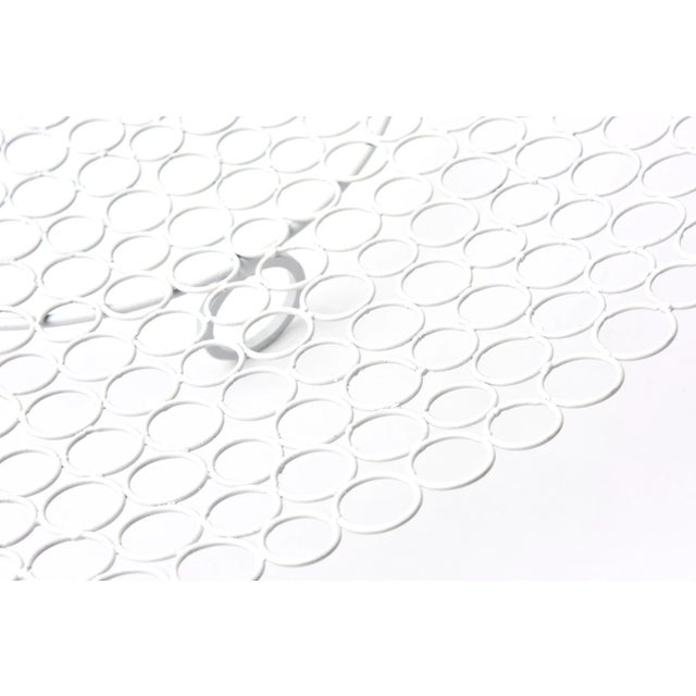 Contemporary Modern White Lacquered Metal Large Circle Bowl With Circle Feet For Sale - Image 3 of 11