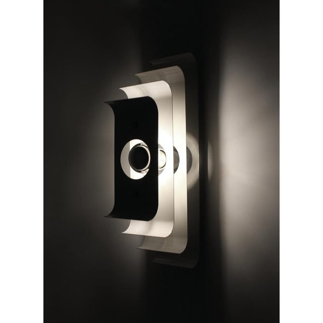 Italian Postmodern Wall Sconces in Layered Metal, 1970s, Set of 2 For Sale - Image 9 of 15