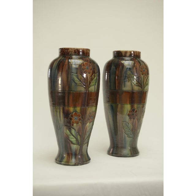 Slip Vases from the Early 20th Century Stamped Belgium 158, 1890s, Set of 2 For Sale - Image 11 of 14