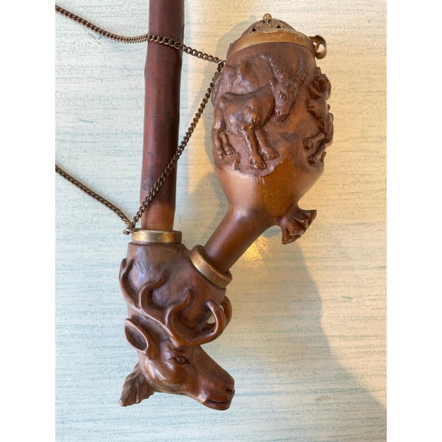 1930s German Black Forest Hand Carved Wood Pipe For Sale - Image 9 of 11