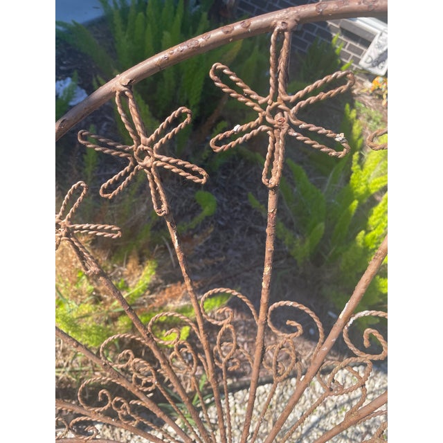 Shabby Chic Vintage Wrought Iron Peacock Chairs Set of Two For Sale - Image 3 of 8