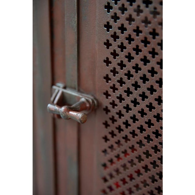 Maroon Vintage Four-Door Metal Locker with Fleur-De-Lis Pattern, 1890s For Sale - Image 8 of 13