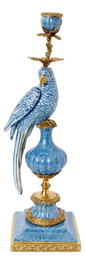 Enamelled Pretty Polly Parrot Candlestick - Left