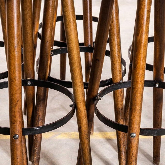 Bar Stools with Metal Ring, 1960s, Set of 6 For Sale - Image 9 of 11