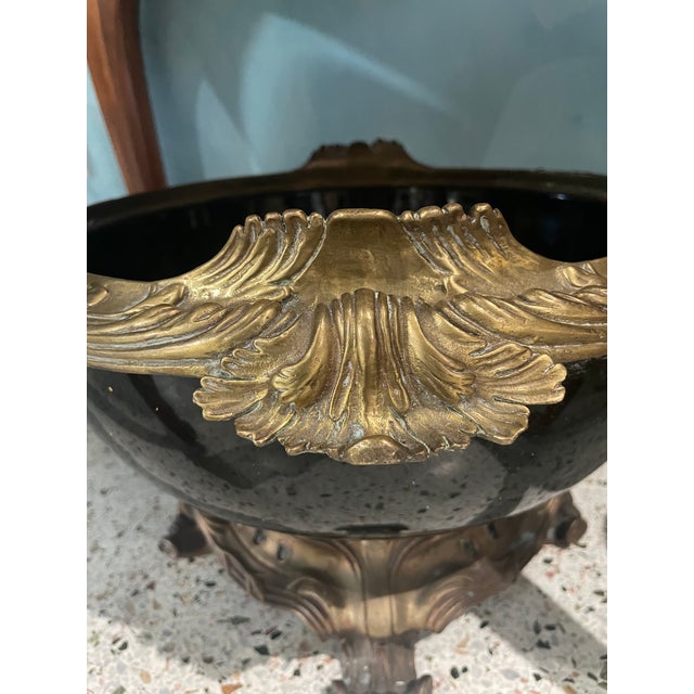 Bronze Vintage Rococo Bronze-Patinated Jardinière / Centerpiece For Sale - Image 8 of 10