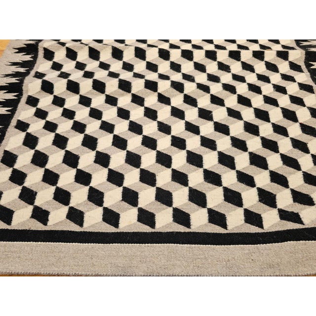 Textile Vintage Native American Navajo Rug, Handwoven Wool, Allover Tumbling Block Pattern, 3x5 For Sale - Image 7 of 13