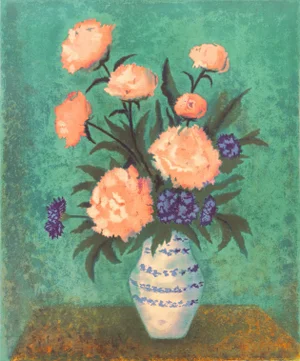 'Dog Roses and Carnations' by Angelina Lavernia, Post-Impressionist Woman Artist, Barcelona, Spain