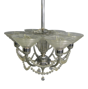 Art Deco Hanging Lamp by G. Leleu, 1930s