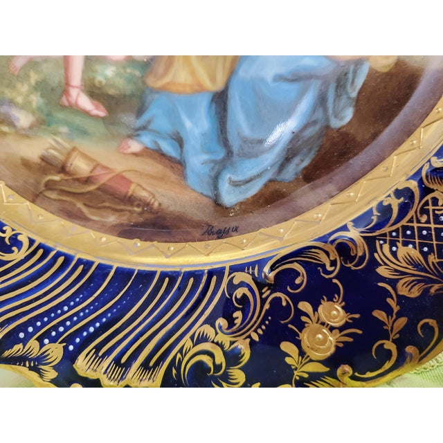 Navy Blue Austrian 19th C Allegorical Angel Amour Royal Vienna Porcelain Plate For Sale - Image 8 of 12