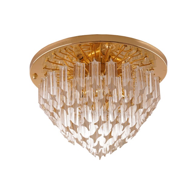Gold Mid-Century Flush Mount with Murano Glass from Venini For Sale - Image 8 of 8