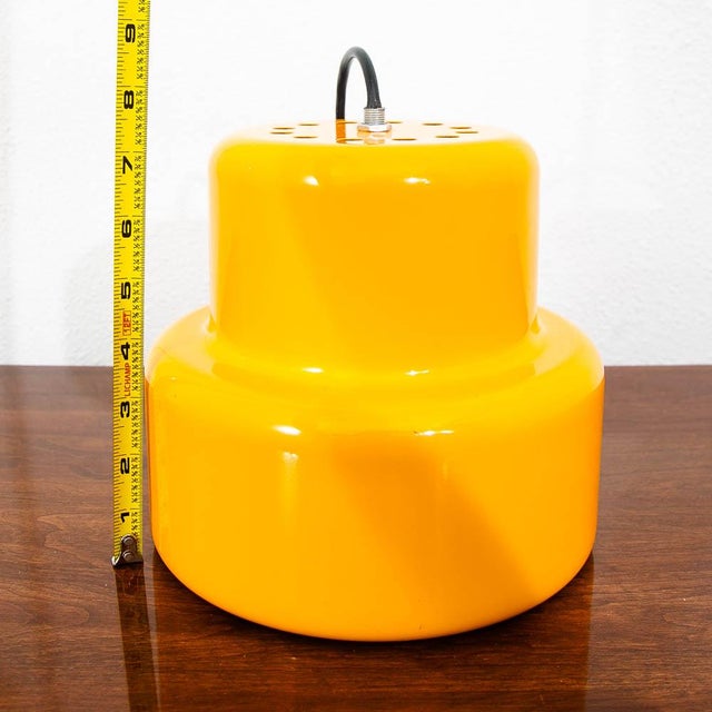 1960s Mid Century Modern Fog & Morup Pendant Light Yellow Round Jo Hammerborg Hanging For Sale - Image 10 of 11