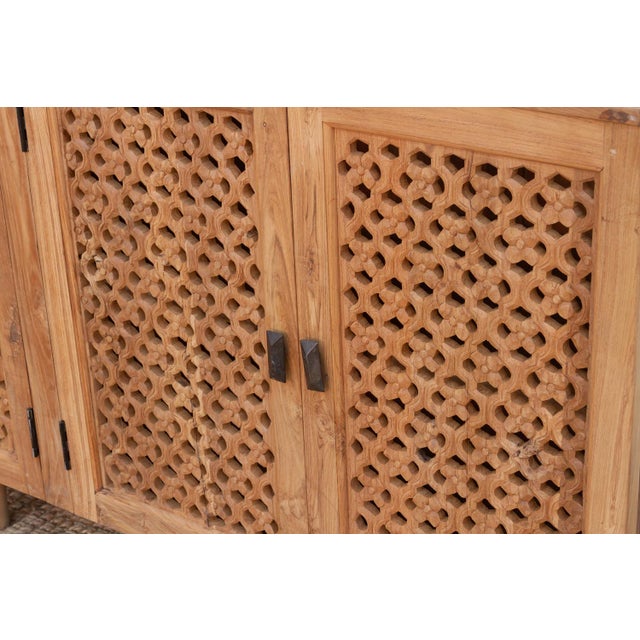 Brown 88" Long Old Teak Floral Jali Sideboard For Sale - Image 8 of 10