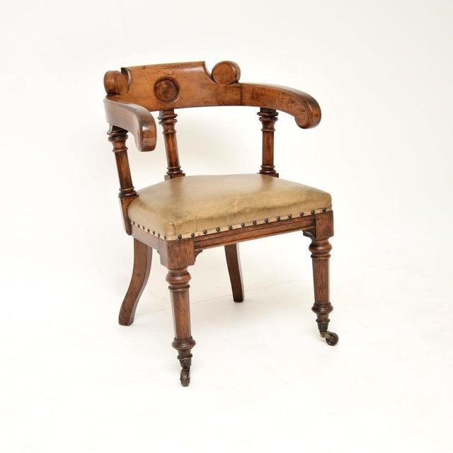 Antique Victorian Gothic Revival Oak Desk Chair, 1870s For Sale - Image 11 of 11