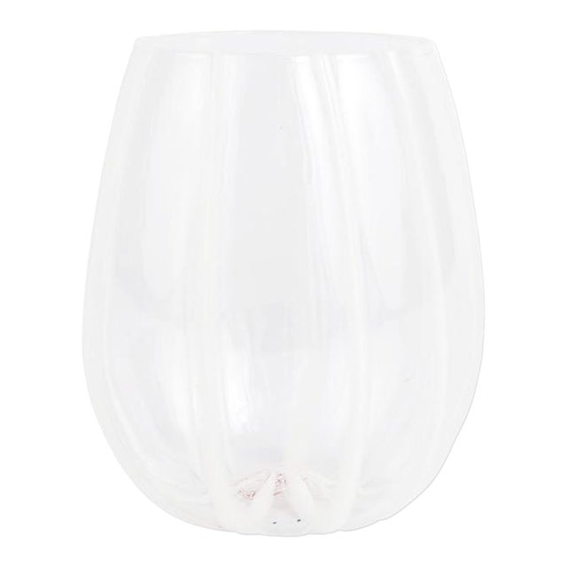 VIETRI Nuovo Stripe White Stemless Wine Glass For Sale