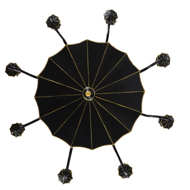 Vintage Handcrafted Iron Black and Gold 8-Light Pendant For Sale - Image 9 of 10