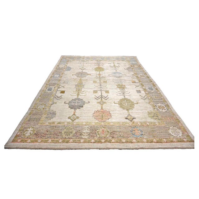 Turkish Oushak Wool 10x12 Gold, Ivory & Gray Handmade Area Rug #1144132 For Sale - Image 4 of 14