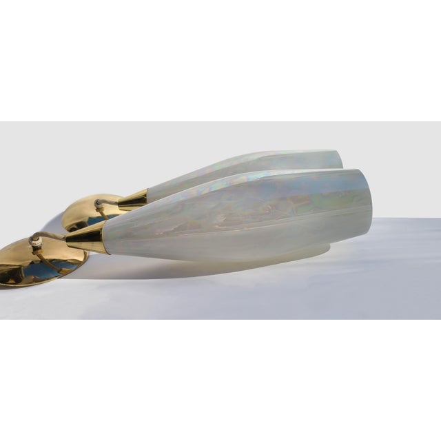 Pair of Mid 20th Century Handblown Pearlescent Large Teardrop Pendant Lights For Sale - Image 12 of 12