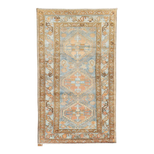 1920s Blue Orange Traditional Persian Malayer Rug For Sale