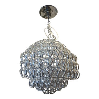 Modern Vistosi Murano Glass Silver Crystal Chandelier For Sale