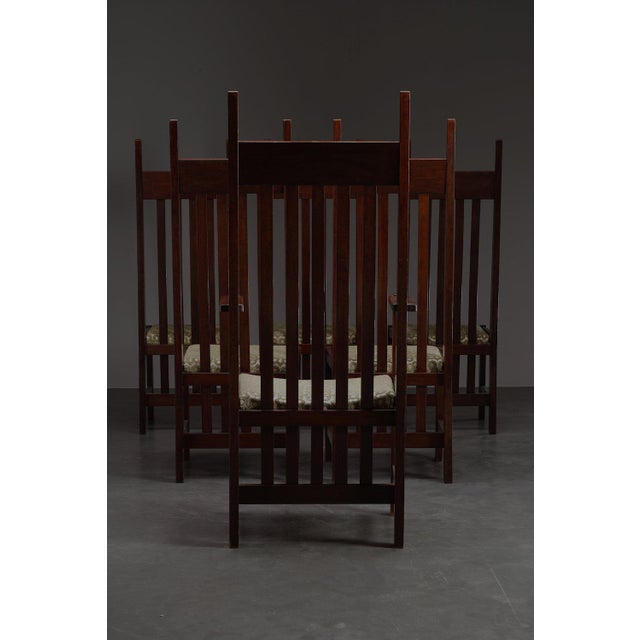 Haagse School High Back Dining Chair Set by H. Wouda for H. Pander & Zn., 1920s, Set of 6 For Sale - Image 3 of 15