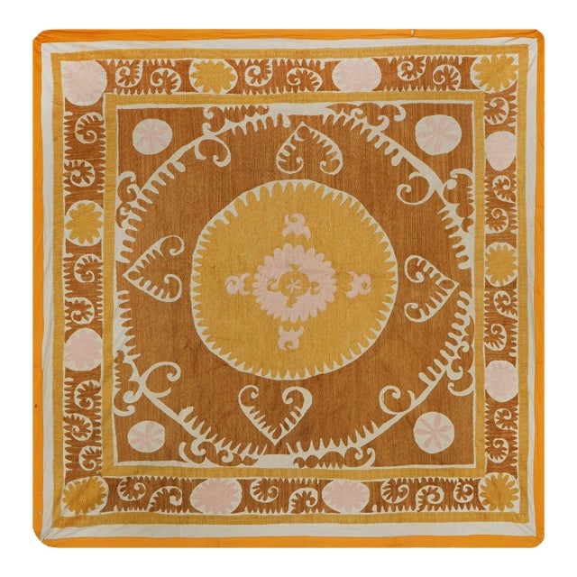 Yellow Brown Suzani Wall Hanging - Tribal Textile For Sale