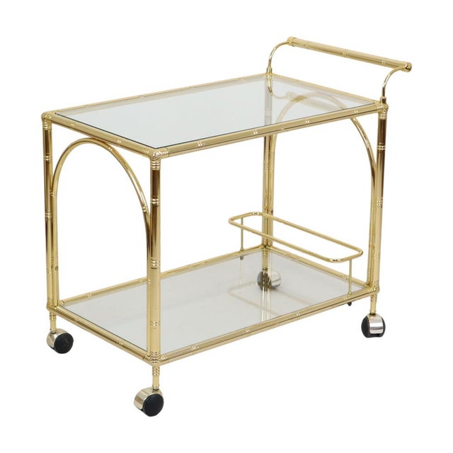Hollywood Regency Faux Bamboo and Glass Bar Cart by Orsenigo, Italy, 1970s For Sale - Image 13 of 13