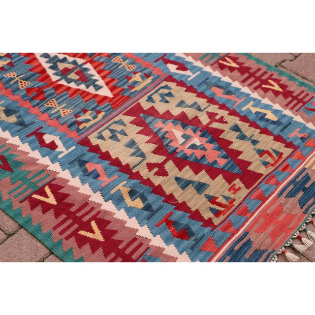 1960s Pastel Colorful Nomadic Antique Handmade Kilim Rug For Sale - Image 4 of 10