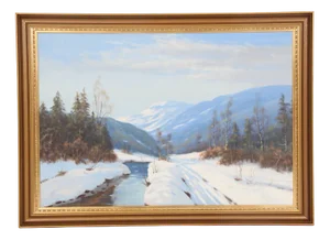 Willy Dannerfjord, Winter Landscape, 1950s, Acrylic, Framed