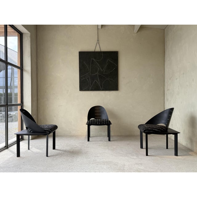 A Trio of Radical Post Modern Design Metal Chairs by Patrice Bonneau, Genexco Edition 1980s. These cleverly designed...