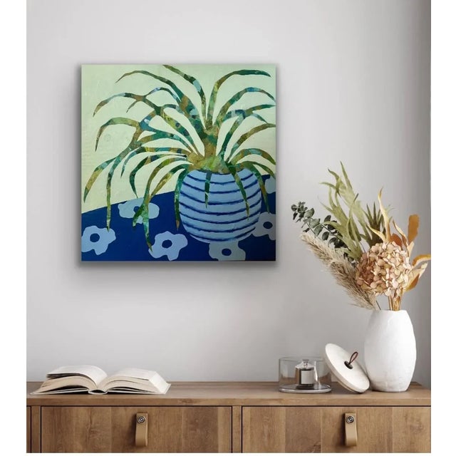 Paper Spider Plant With Floral Tablecloth For Sale - Image 7 of 10