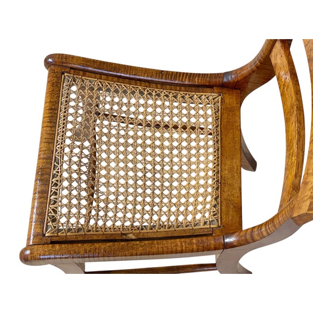 Antique Federal Period Pair of Birds Eye Maple & Tiger Maple Chairs For Sale - Image 11 of 12
