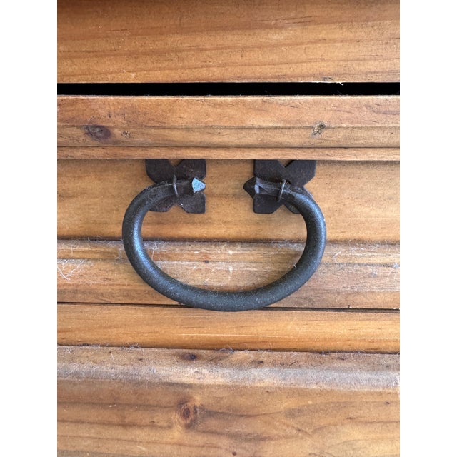 1980s Rustic Solid Pine Storage Armoire With Wrought Iron Accents, Mexico For Sale - Image 9 of 13