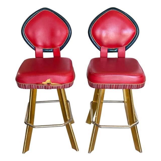 Pair of Vintage Late 90s Y2k Las Vegas Sahara Casino Chairs Bar Stools Man Cave For Sale