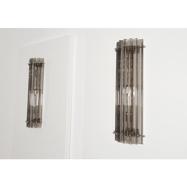 Italian Smoked Murano Glass Wall Sconces in the style of Venini, 1990s, Set of 4 For Sale - Image 13 of 18