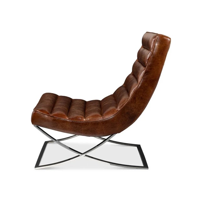 Modern Modern Leather Lounge Chair For Sale - Image 3 of 11