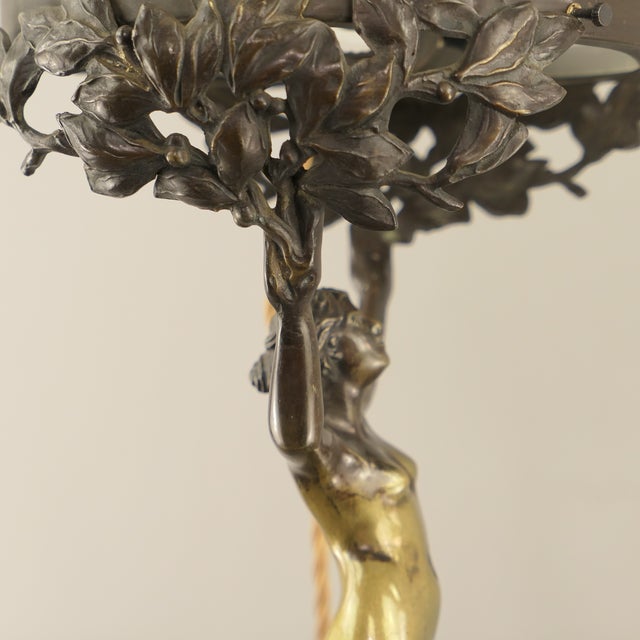 Antique Art Nouveau Daphne Table Lamp in Patinated Bronze, 1890s For Sale - Image 9 of 16