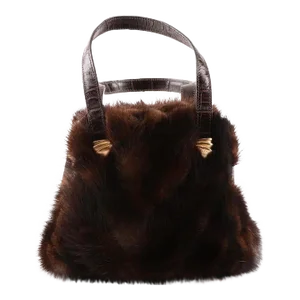 Mink 1990s Lungo Del Firenze Italian Handbag Mink Fur Gold Plate Frame