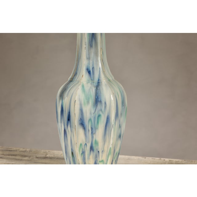 Multi-Color Vase with Blue and Green Drip Accent on Cream Ground For Sale - Image 9 of 12