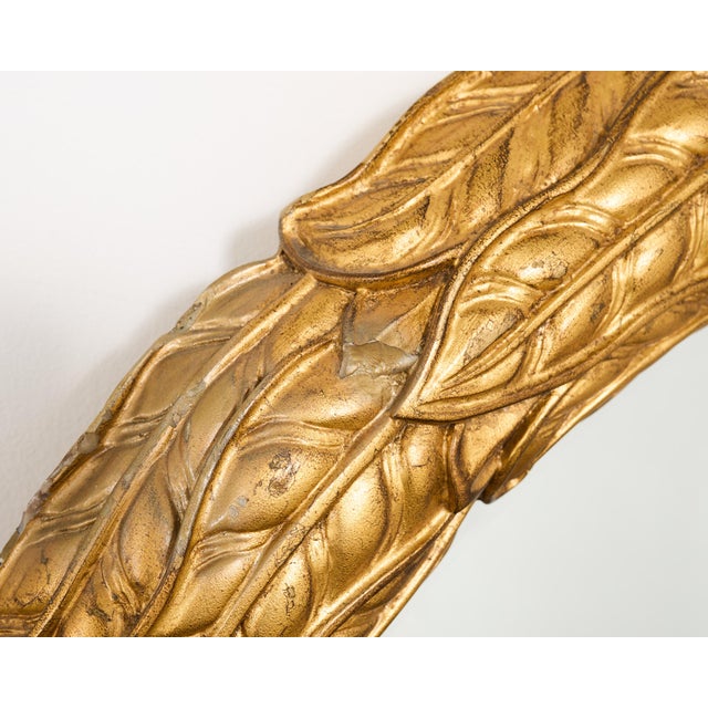 Wood Large Ferguson Copeland Giltwood Lauren Wreath Mirror 4 Ft For Sale - Image 7 of 17