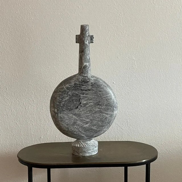 Early figure hand carved marble sculpture by tom von kaenel dimensions: d20 x w24 x h49 cm materials: marble tom von...