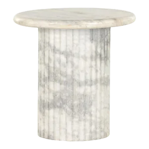 Four Hands Oranda End Table, Polished White Marble