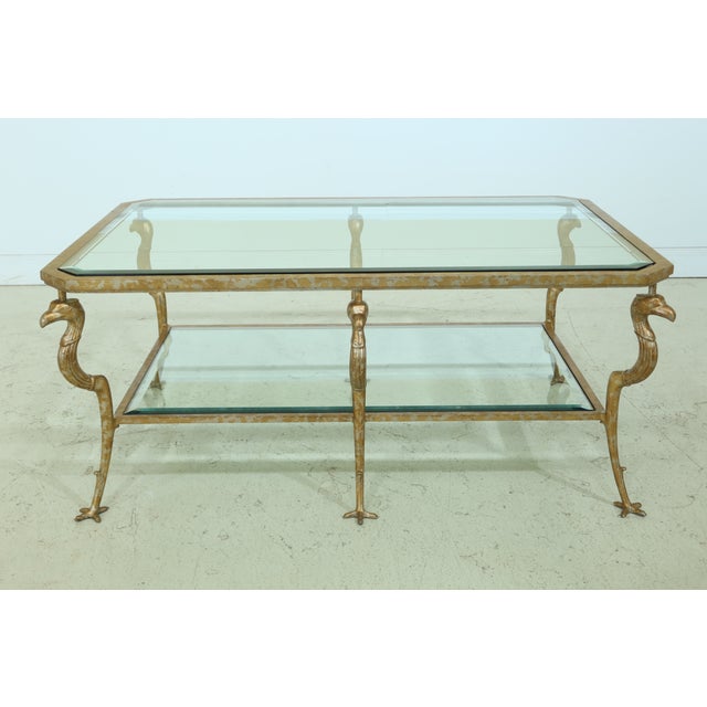 Marge Carson Large Gold Regency Glass Top Coffee Table Chairish