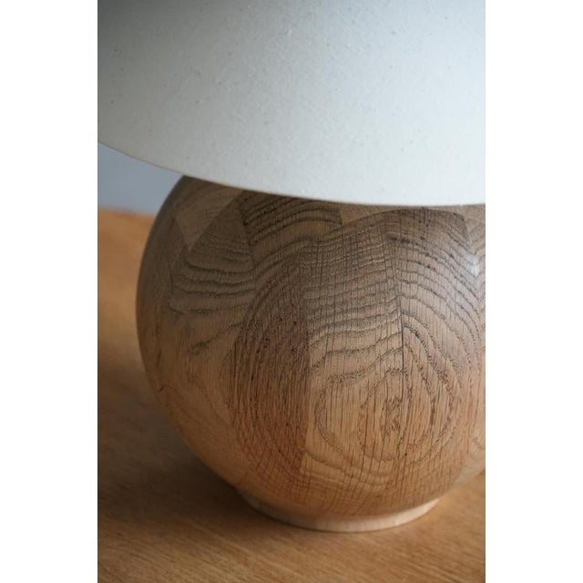 Danish Sculptural Round Oak Table Lamp by Kirk, 1980s For Sale - Image 4 of 18