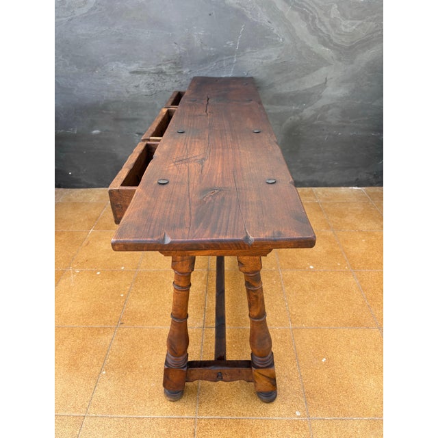 Spanish Renaissance Revival Three-Drawer Console Table, Early 20th Century For Sale - Image 6 of 18