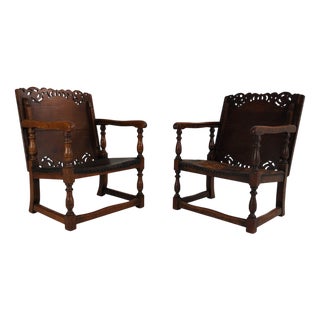 English Jacobean Monk Armchairs from F. Parker & Sons Ltd, Set of 2 For Sale