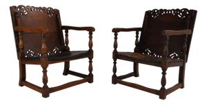 English Jacobean Monk Armchairs from F. Parker & Sons Ltd, Set of 2