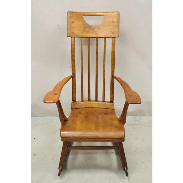 Vintage Sikes Co Maple Wood American Colonial Style Rocker Rocking Chair (B). Item features solid wood construction,...