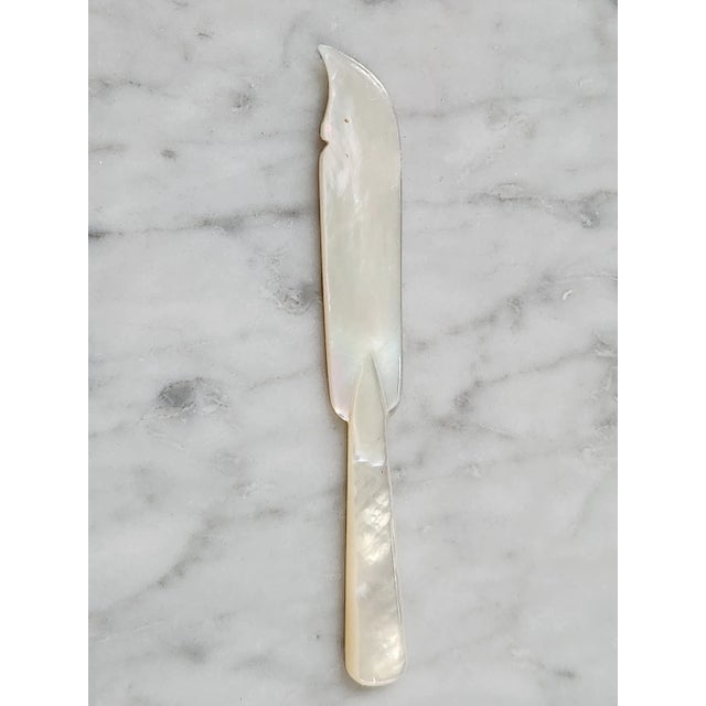 Beautiful vintage hand carved mother-of-pearl caviar spreader. The mother of pearl has a natural reflective nature....