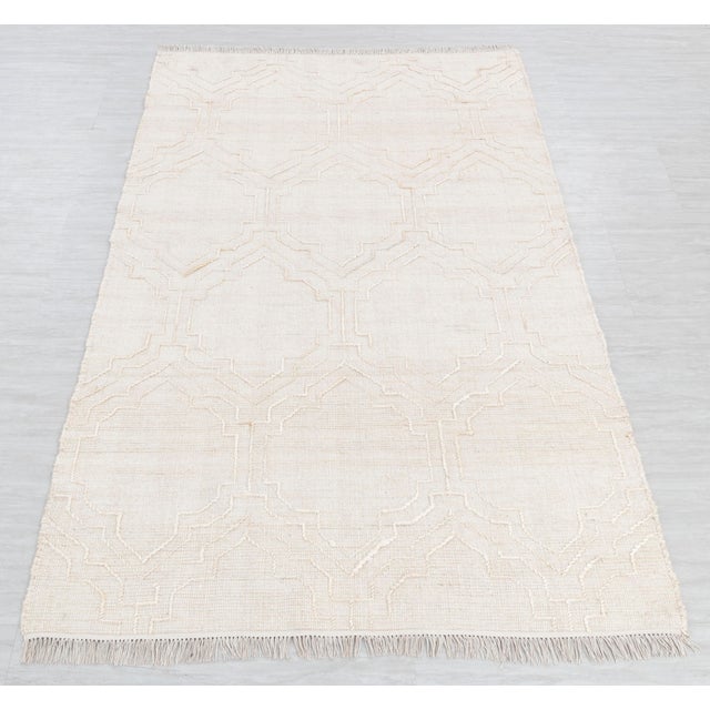 Textile Bohemian White Jute Flatweave Rug Hand Woven, Boho Scandinavian Decor 8x10Ft. For Sale - Image 7 of 12