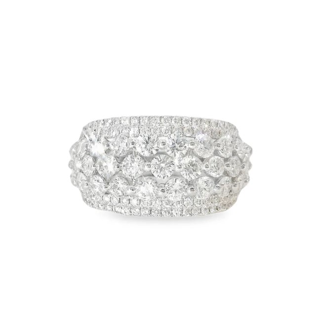 Elegant 18K White Gold Diamond Band Ring 2.3 Carats Total. Estate piece with 1/2-inch wide top, size 6.5, weighing 6.7...